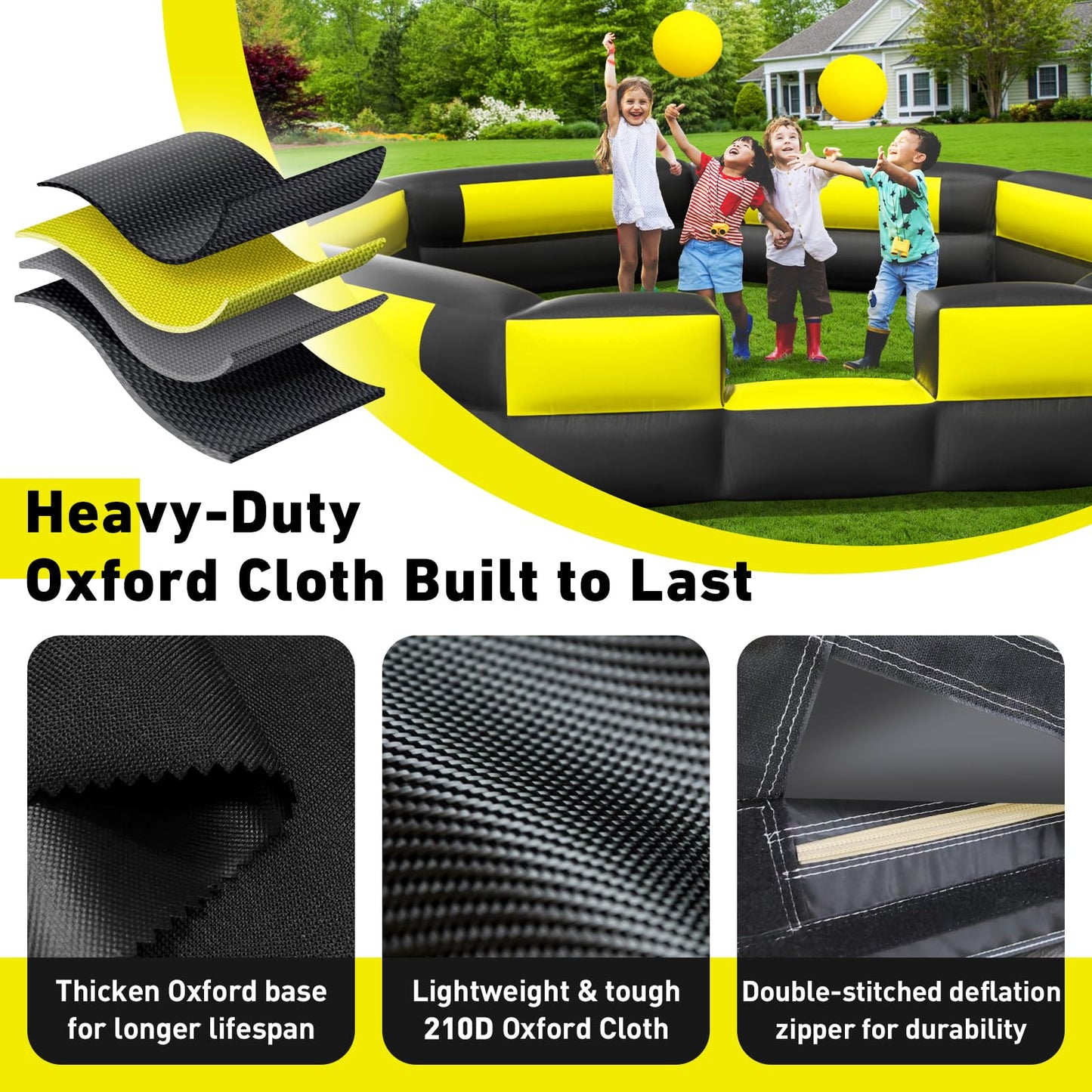 Inflatable Gaga Ball Pit 15FT, Portable Gaga Ball Pit Kit