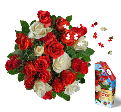 Madd CAPP: I Am Rose - 350 Piece Jigsaw Puzzle- 8003 - Ages 10+, Unique Floral-Shaped Border, Challenging Random Cut, Includes Educational Madd CAPP