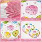 50 Pack Large Easter Plates Set - Watercolor Happy Easter Oval Paper Plates, Disposable Spring Colorful Eggs Oval Heavy Duty Dinner Dessert Plate