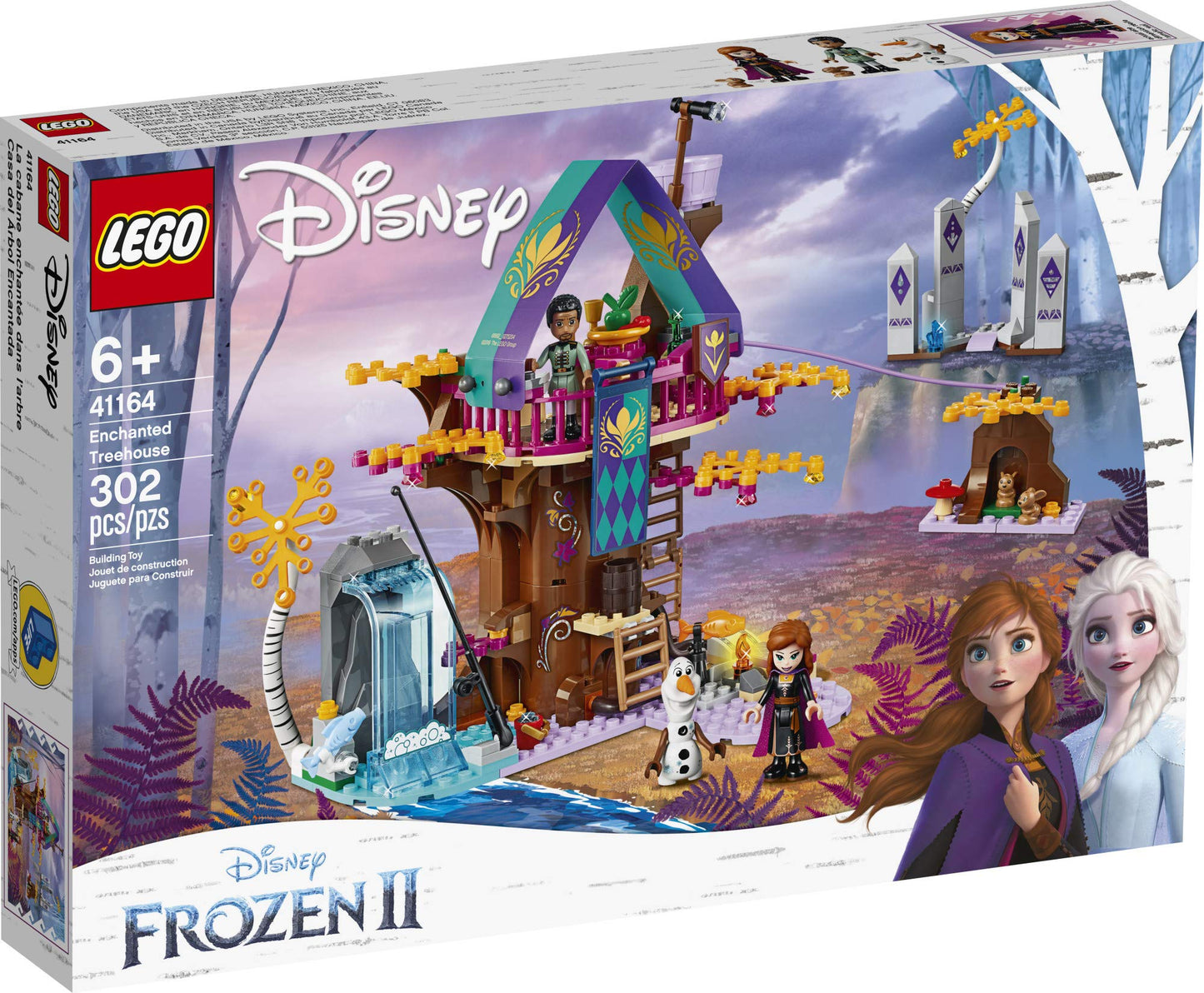 LEGO Disney Frozen II Enchanted Treehouse 41164 Toy Treehouse Building Kit Featuring Anna Mini Doll and Bunny Figure for Pretend Play (302 Pieces)
