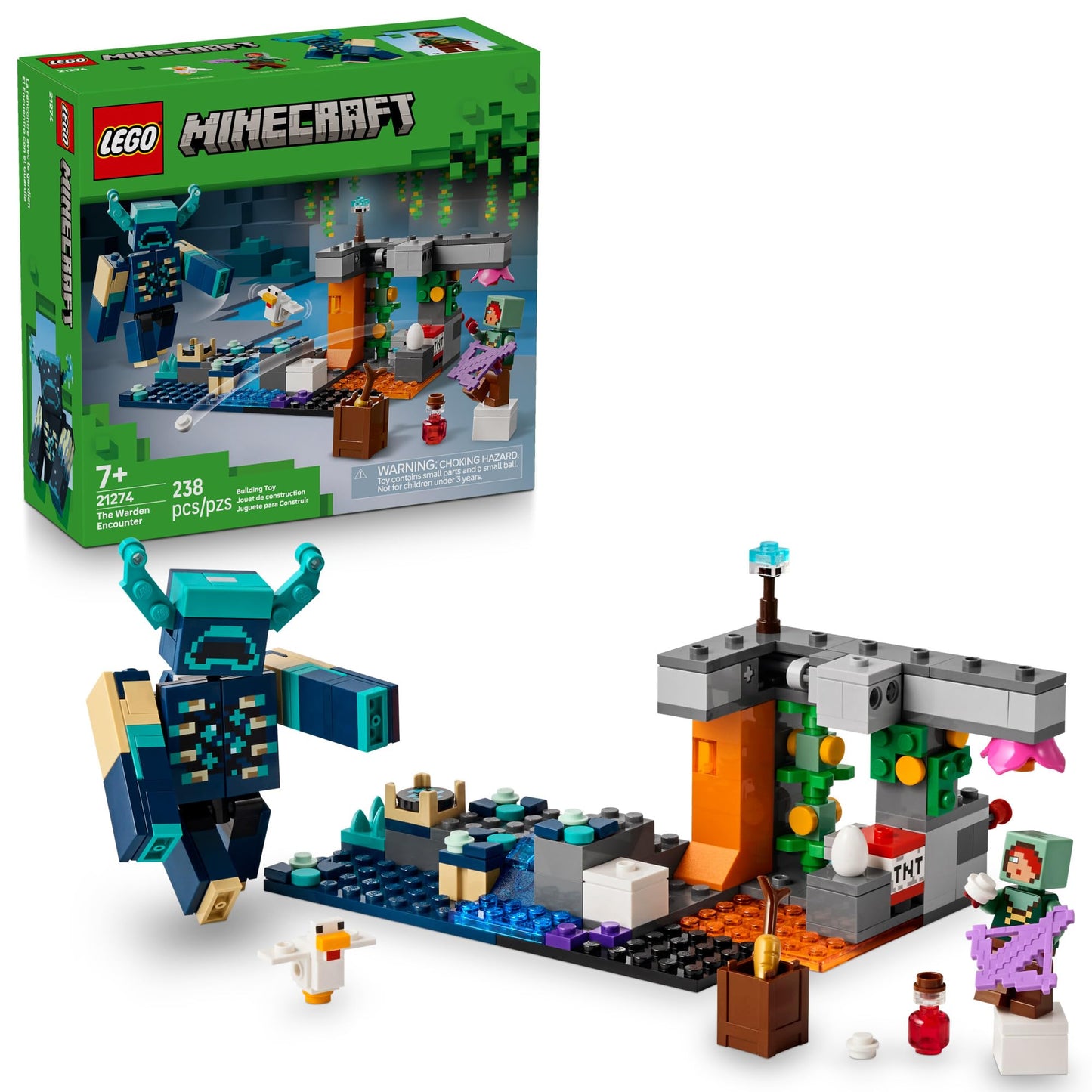 LEGO Minecraft The Warden Encounter Kids Toy - Collectible Building Set for Boys and Girls 7+- with Silent Ranger Minifigure - Great Birthday Gift