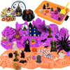 Halloween Sensory Bin Sandbox Set for Kids, Play Sand Art Kit with 2.2 lbs Magical Sand, Sandbox with Sensory Toys, Castle Moulds, for Toddlers, Girls