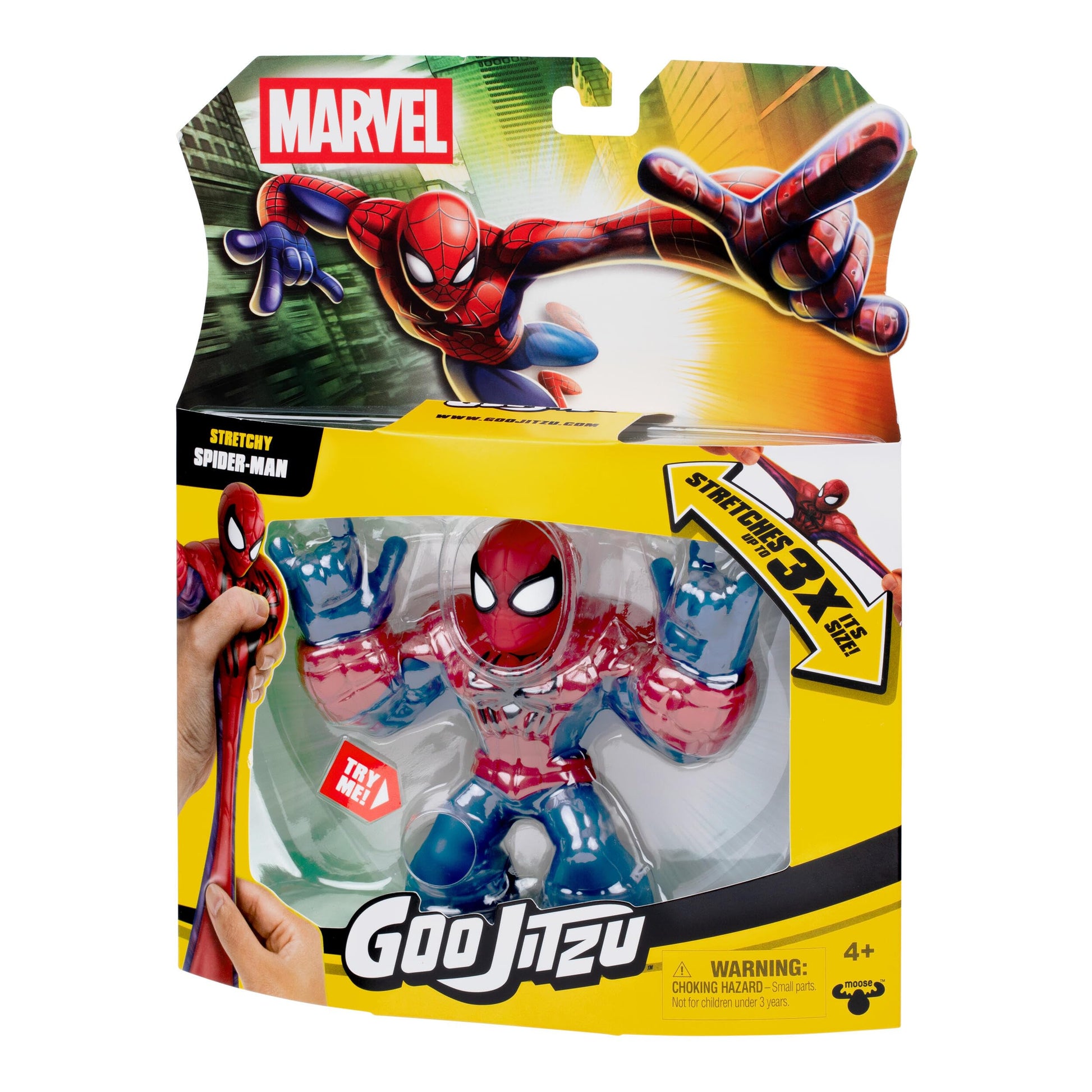 Goo Jitzu Marvel Avengers Spider-Man, Stretchy Action Figure, Super Stretchy with Unique Squishy Rheoscopic Filling, Collect All 3