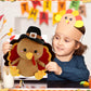 DolliBu Super Soft Pilgrim Turkey Stuffed Animal - Cute Thanksgiving Plush Toy to Give Thanks, Fall Harvest Decor Table Centerpiece - 10 Inches