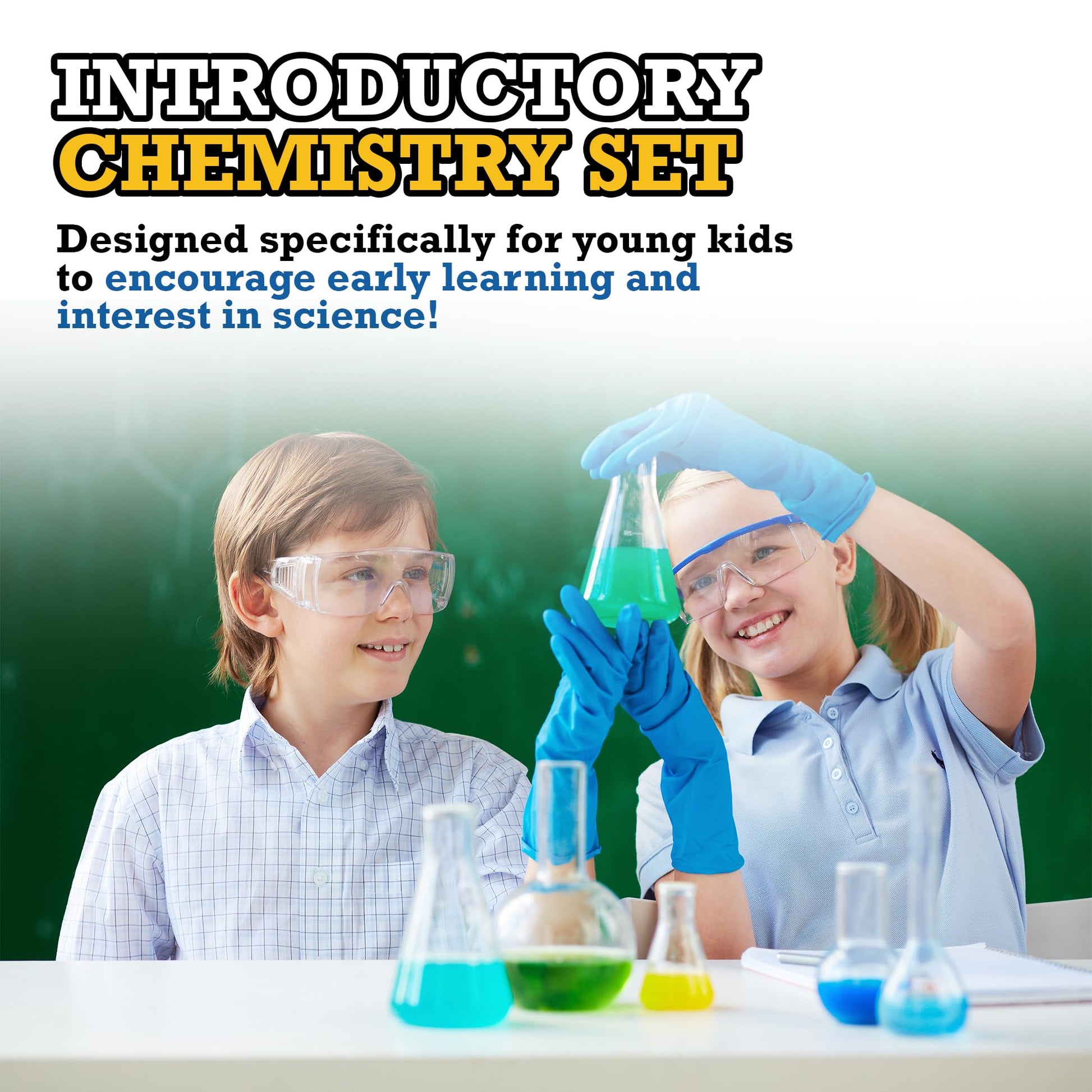 Dr. STEM Toys - Kids First Chemistry Set Science Kit | 29 Lab Elements Includes 10 Easy Experiments | Safe and Non-Toxic Ideas for Kids | Stem