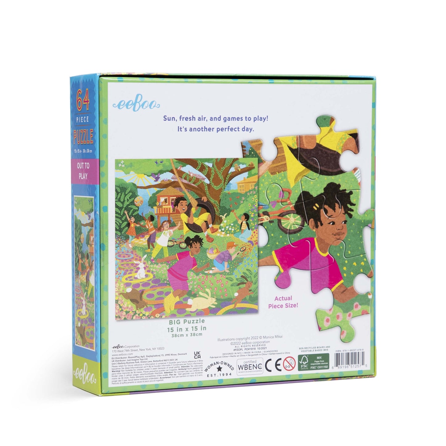 eeBoo: Out to Play 64 Piece Jigsaw Puzzle, Perfect Project for Little Hands, Aids in Development of Pattern, Shape, and Color Recognition, Offers