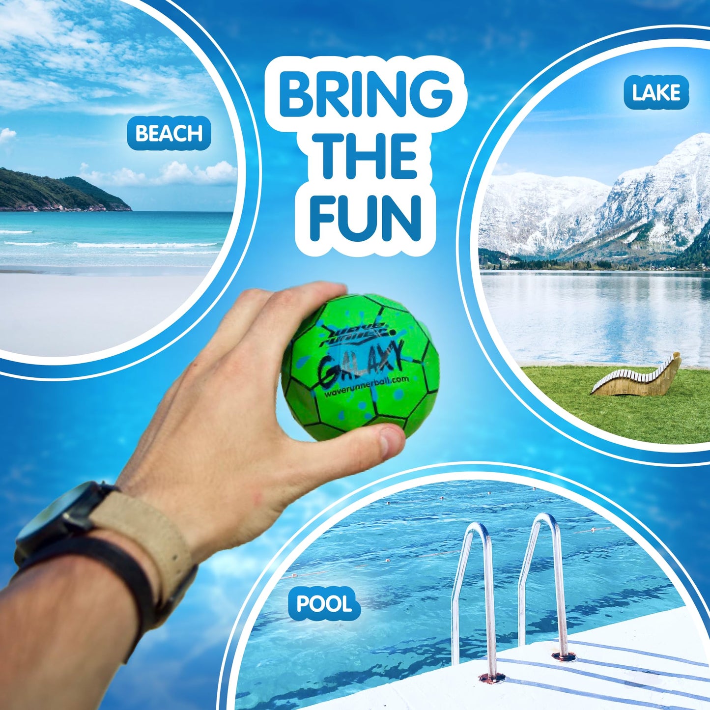 Wave Runner Galaxy Bounce Ball - Revolutionary Water Balls for Pool and Beach Fun, Ultimate Skipping and Bouncing Ball Pool Toy, Endless Summer Fun