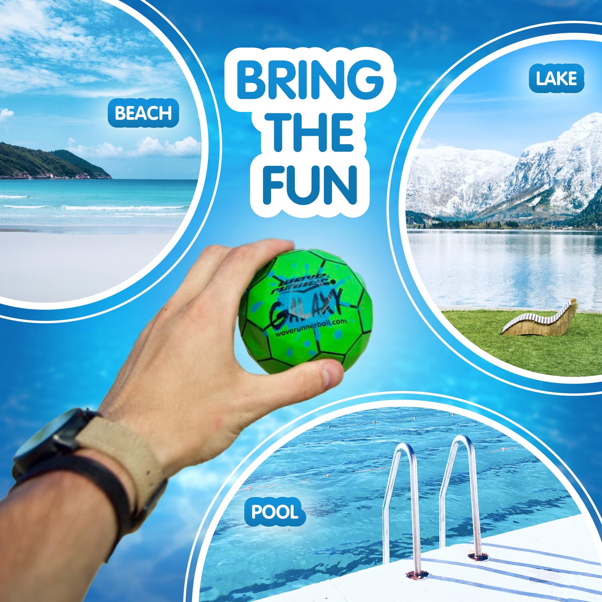 Wave Runner Galaxy Bounce Ball - Revolutionary Water Balls for Pool and Beach Fun, Ultimate Skipping and Bouncing Ball Pool Toy, Endless Summer Fun