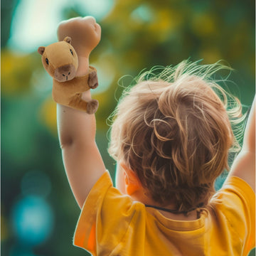 DolliBu Capybara Stuffed Animal Slap Bracelet - Fluffy Wild Animal Magnetic Snap Bracelet for Kids, Wearable Plush Slap Wrist Band Toy for Children's