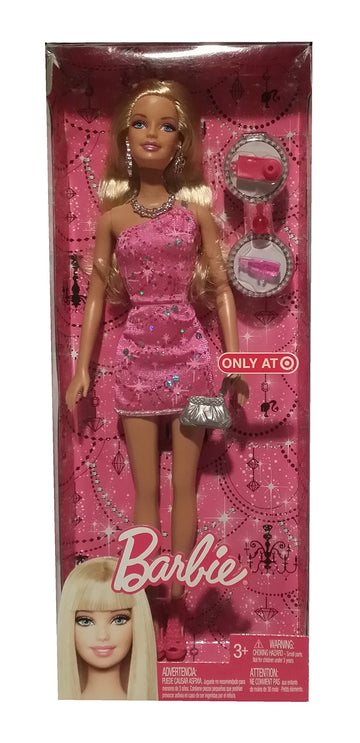 Barbie Doll Night On The Town Evening Wear Doll - Pink - with Purse, Camera and Other Evening Out Accessories.