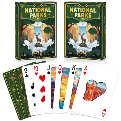 Playing Cards 2 Pack, 2 Deck of Cards, National Park Theme Playing Cards, Standard Poker Cards Set for Card Games Family Game Night Blackjack Camping