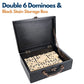 WE Games Double 6 Dominoes in Black Stained Wooden Treasure Box, Dominoes Set for Adults, Ivory Color Double Six Domino, Classic Board Games, Tile