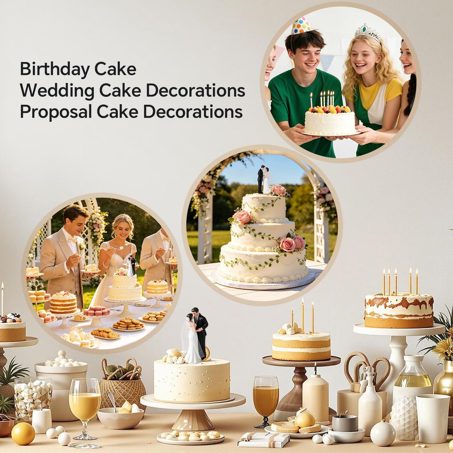 4.5'' Wedding Cake Topper Bride and Groom Figurine, Elegant Romantic Couple Cake Decoration for Wedding Engagement Anniversary Bridal Shower Reception