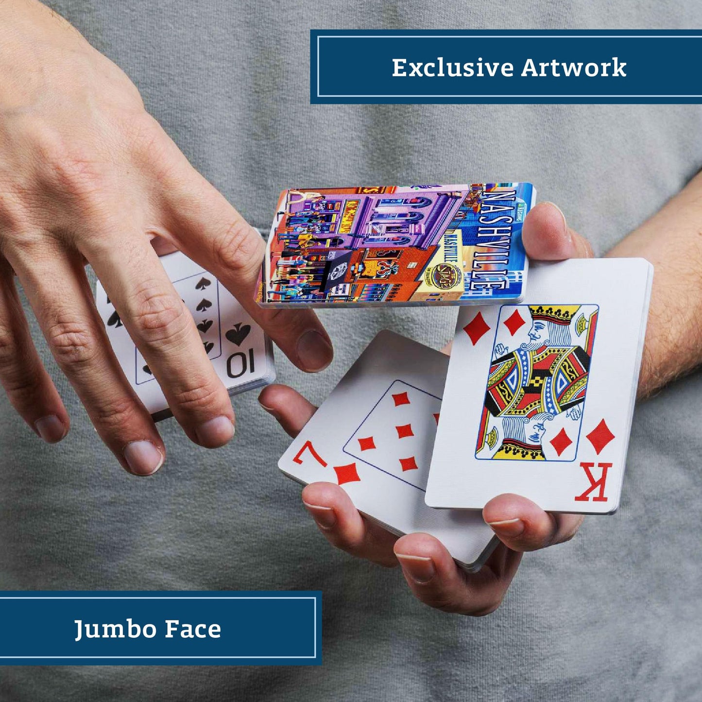 Boardwalk Puzzles Premium Featherlight Unique Playing Cards, Fun Themed Deck for Home and Travel | Nashville Music City