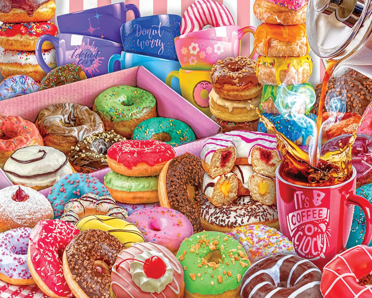 White Mountain 1000 Piece Jigsaw Puzzle Sweet Treats, Donuts & Coffee