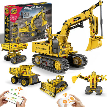 5-in-1 STEM Robotics Kits, 550 PCS Science Kits Building Blocks RC Robot Sets, App & Remote Control, Educational Toys for Kids Age 6 7 9 10 11 13 14+