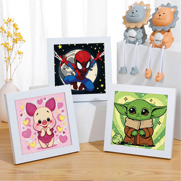 Baiwanerxiang Diamond Art Kits for Kids Ages 8-12, 6 Pcs Diamond Painting for Kids Full Drill Diamond Art Gem by Number for Kids Mosaic DIY Craft