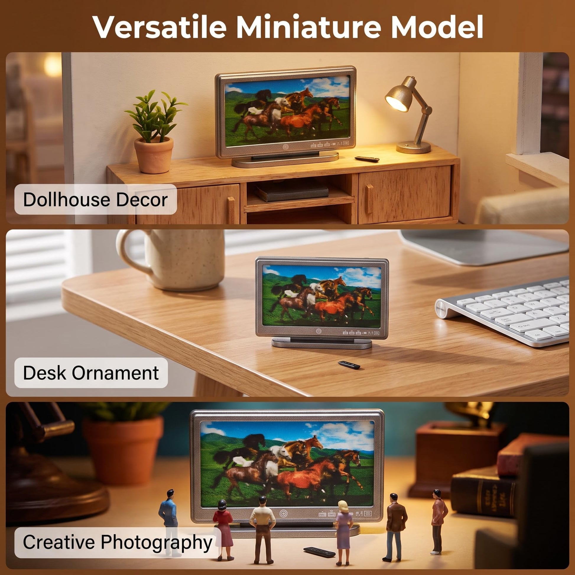 1:12 Scale Miniature TV Set, Tiny Television Dollhouse Furniture Accessories, Realistic Doll House Decor for Mini Living Room, for Dollhouse