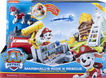 Paw Patrol, Marshall’s Ride ‘N’ Rescue, Transforming 2-in-1 Playset & Fire Truck, for Kids Aged 3 & Up