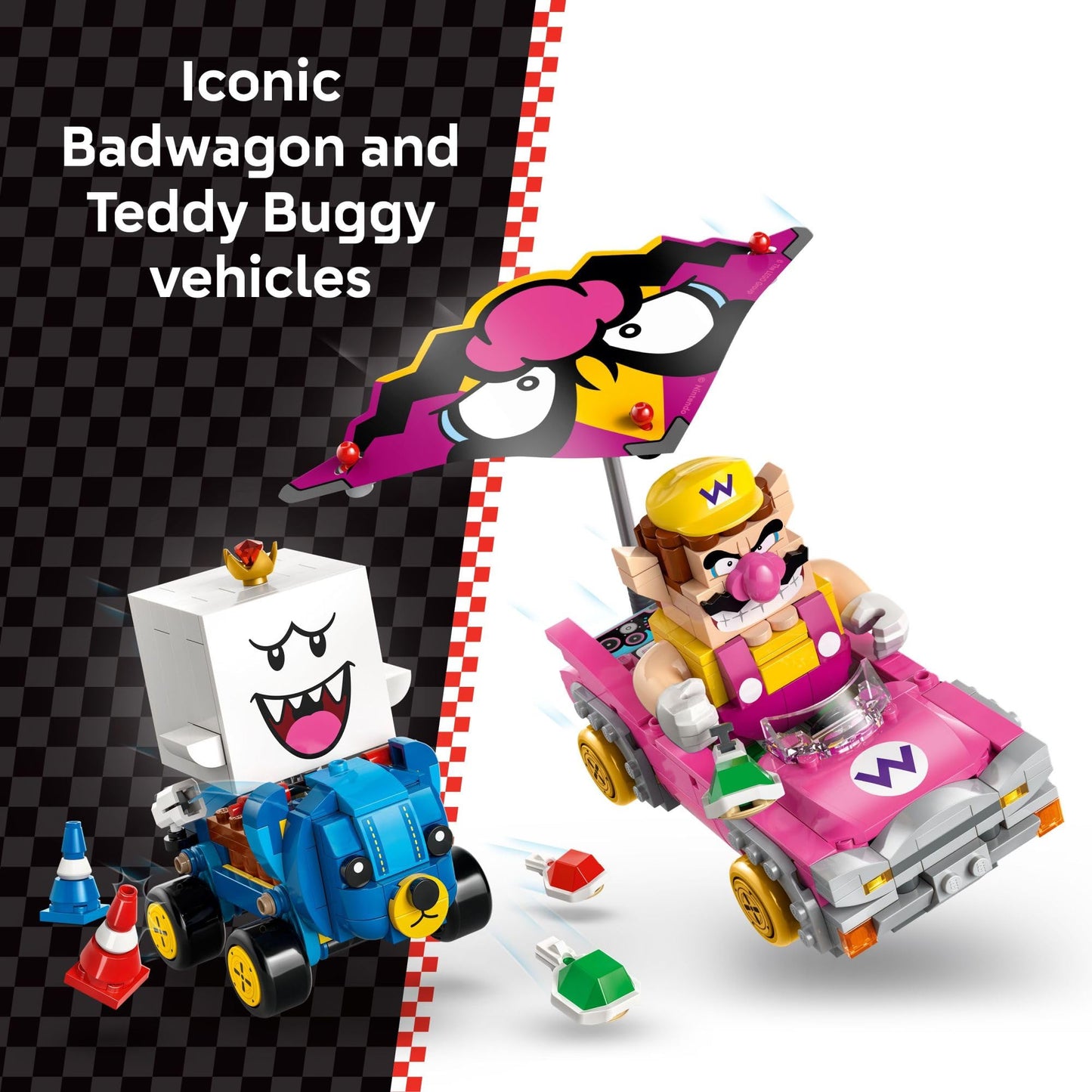 LEGO Super Mario: Mario Kart - Wario & King Boo Building Toy for Kids - Buildable Car Toys W/Drifting Action for Boys & Girls, Ages 8+ - Pretend Play