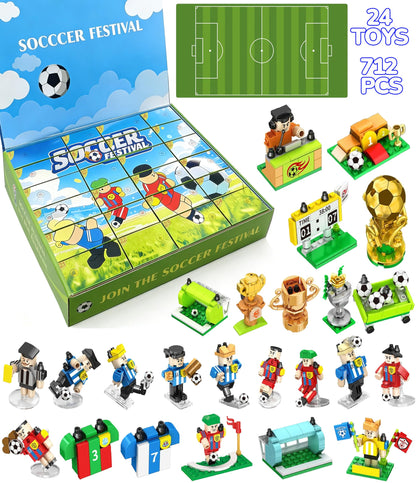 UAYUAY ?24 in 1 Toys Box? Soccer Toys Soccer Building Block Set Soccer Gifts for Boys Girls 4-6-8-12 Years Old Birthday Gift Stuff Kids Goodie Bags