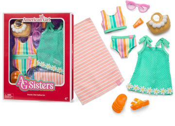American Girl, AG Sisters Beachy Chic Fashion Set, Doll Clothes, for 14.5-inch Dolls, 8 pcs, for Ages 4+ (Amazon Exclusive)