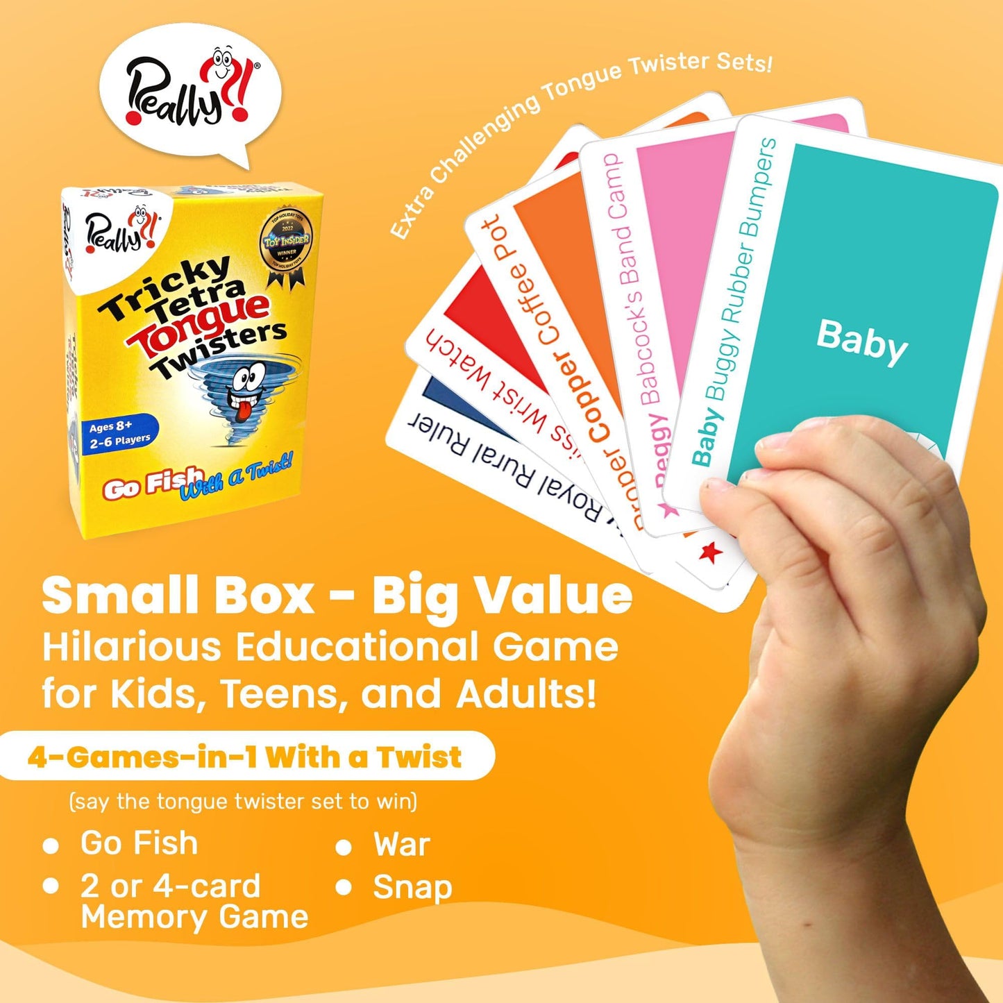 Really?! Tricky Tongue Twisters Card Game for Kids and Adults - Fun Family Game Night Game for Ages 8 and Up - Educational and Travel Friendly