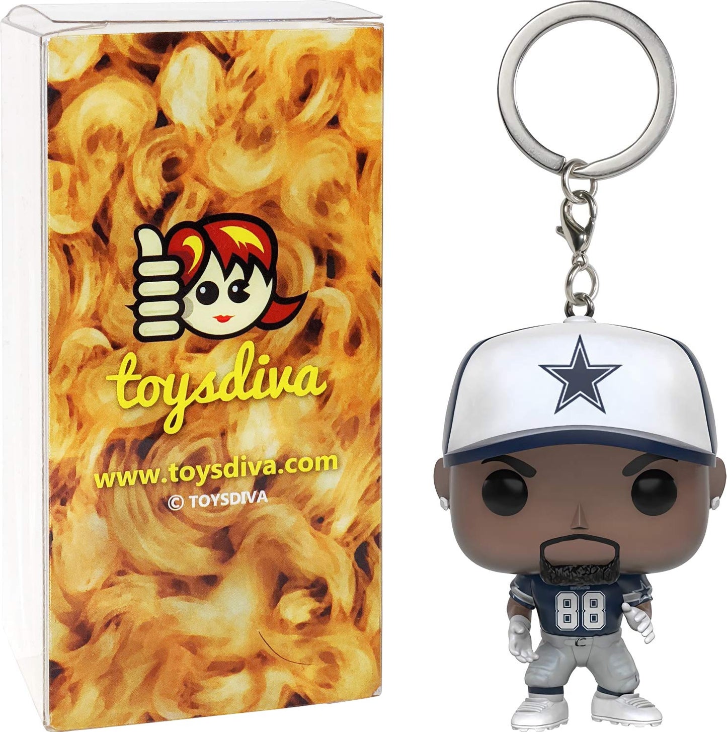 D e z B r y a n t [C o w b o y s ]: Pocket P o p ! Mini-Figural K e y c h a i n Bundle with 1 Compatible 'ToysDiva' Graphic Protector (10240 - B)