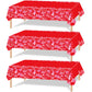 Herytem 3-Piece 54 x 108 Inch Valentine’s Day Plastic Tablecloth - Red Heart Disposable Rectangle Table Covers for Romantic Party, Love Decorations