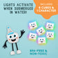 Glo Pals Water-Activated Light-Up Sensory Bath Toy Character and 6 Cubes for Bathtime and Sensory Play, Party Pal, Glows 9 Colors