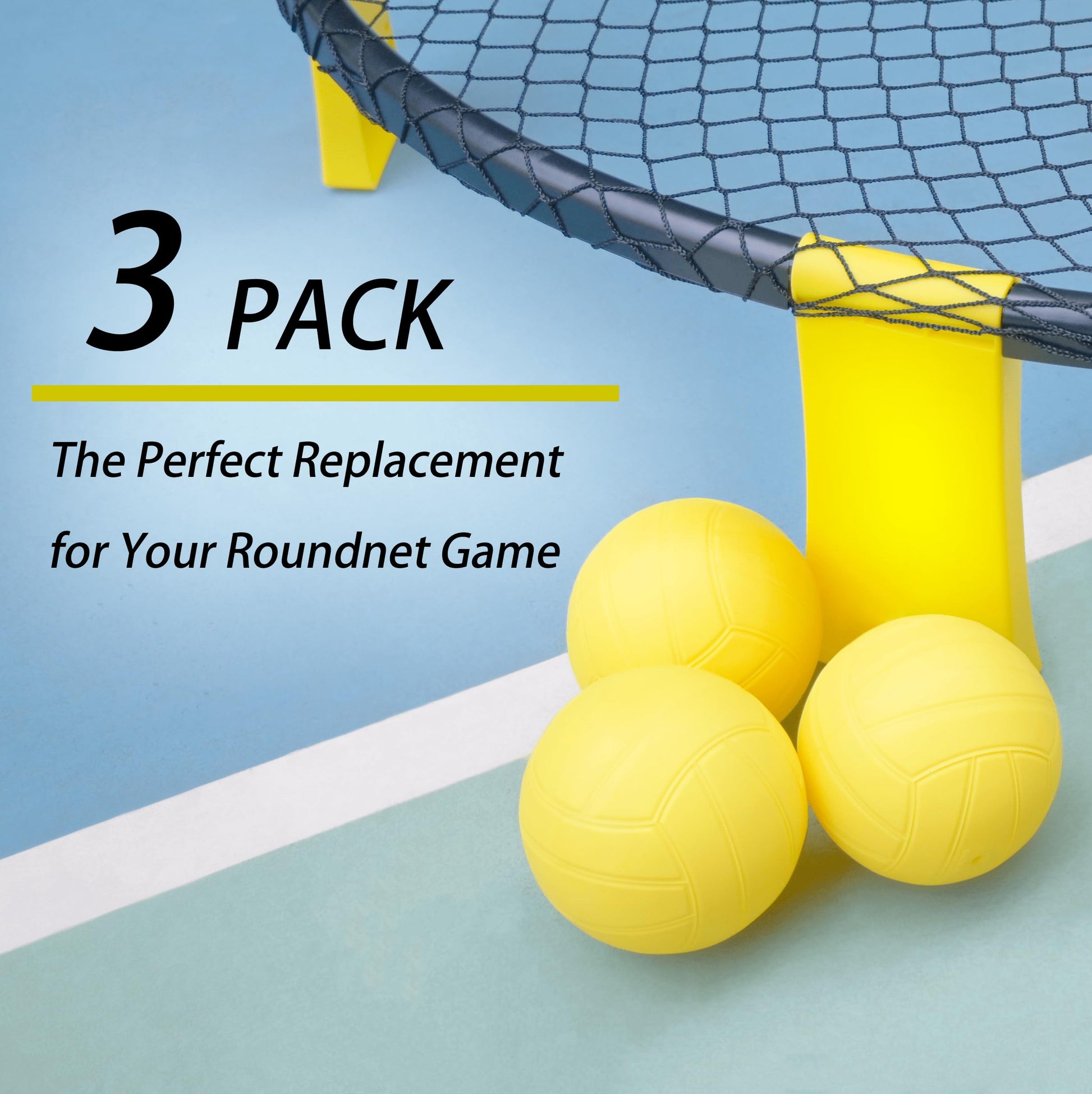 Viminston Spike Replacement Balls 3-Pack with Pump for Roundnet Game Mini Volleyball Pool Game (3-Pack with Pump)