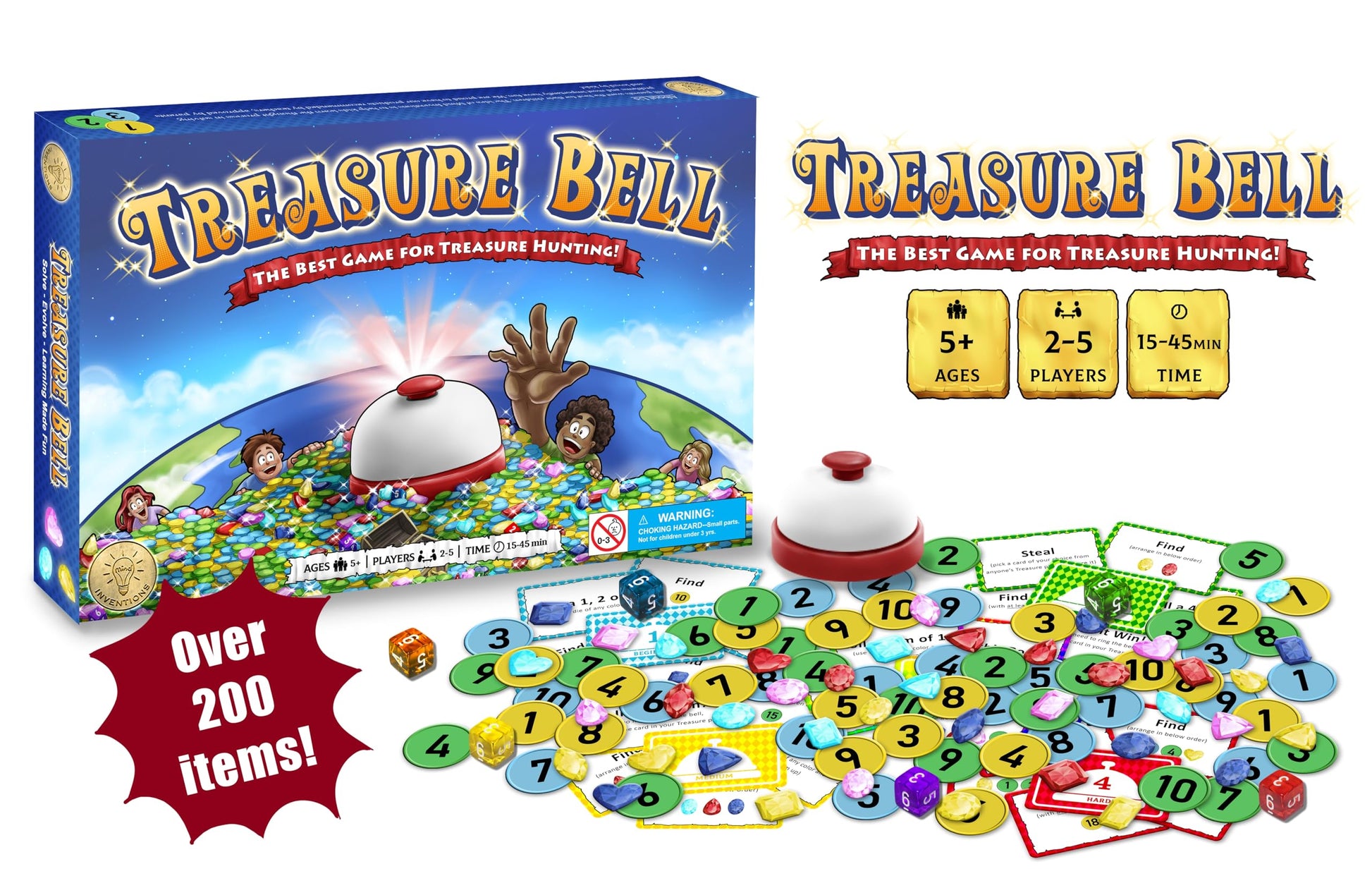 Mind Inventions Treasure Bell | Best Math Game for Kids | Ages 5+ | 2-5 Players | 15-45min Playtime