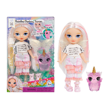 Rainbow High Littles Rainbow Fantasy Fairies + Pet - Opal, Rainbow 5.5" Posable Small Doll & Fantasy Owl Pet with Interchangeable Fairy Wings, Kids