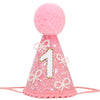 MAMUXI Pearl Bow Pink 1st Birthday Hat - Sweet One Birthday Party Decorations, Bling Bling Pink Hat Photo Props, Little Princess First Party