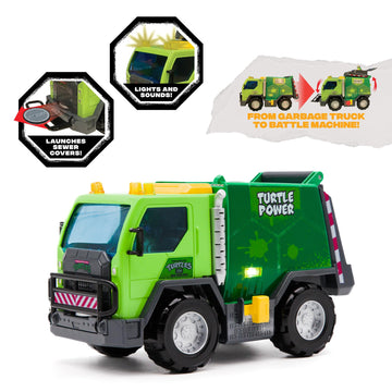 Teenage Mutant Ninja Turtles Toy, Thrash 'N' Battle Garbage Truck with 3 Sewer Cap Launchers, Lights & Sounds, TMNT Mutant Ninja Turtle Vehicle