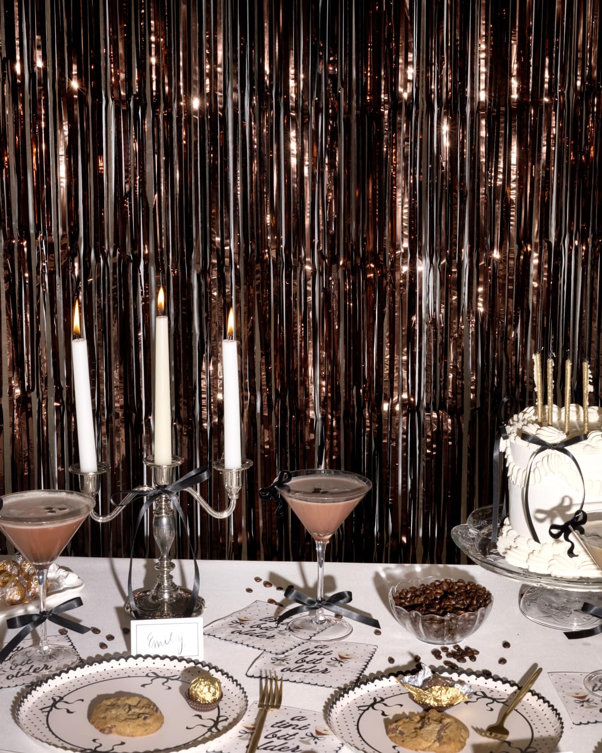 xo, Fetti 2pk Brown Party Curtain | Espresso Martini Fringe Birthday Decor