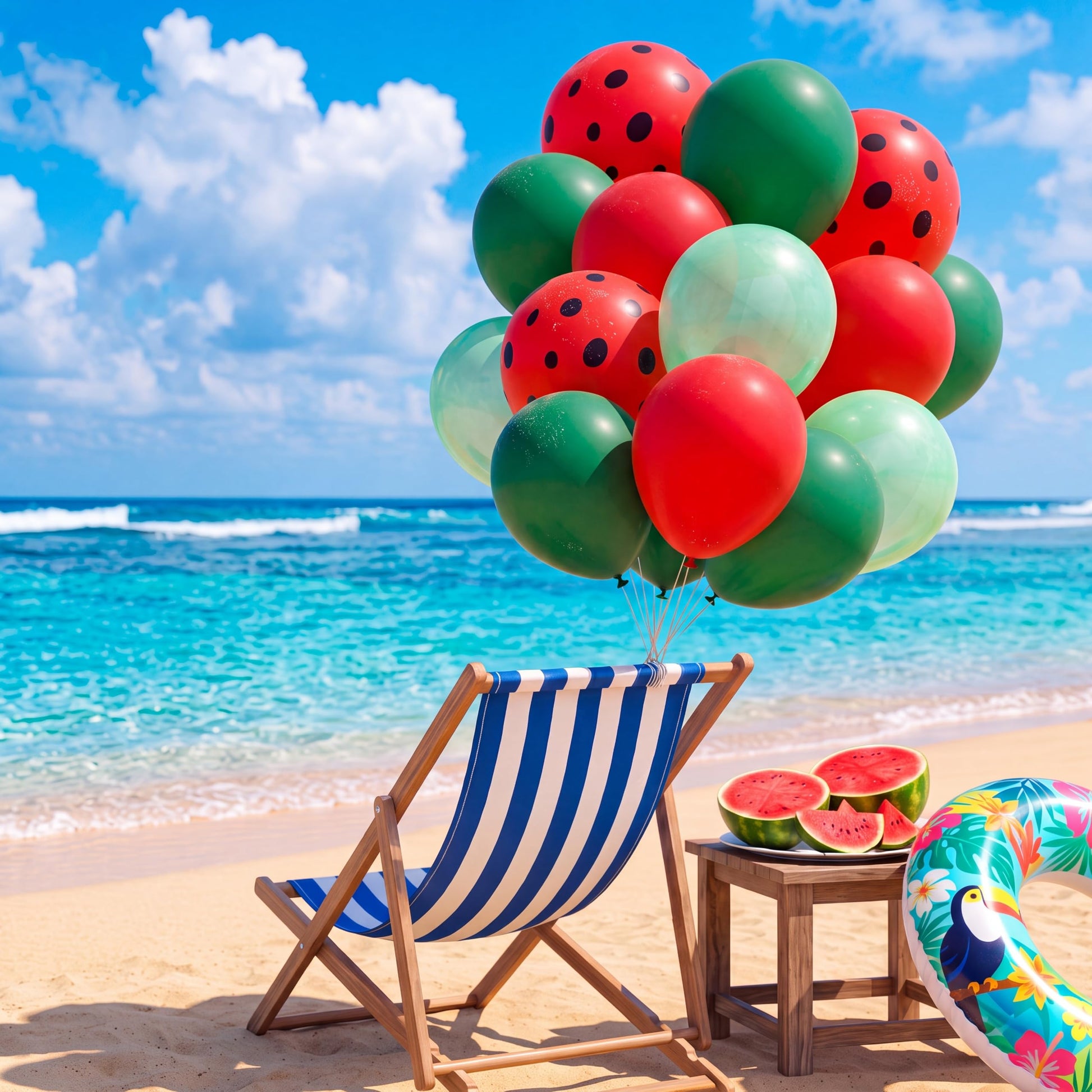 Gejoy 48 Pack Watermelon Balloons for Watermelon Party Decorations 10 Inch Red and Green Latex Balloon for Summer Themed Birthday Baby Shower Wedding