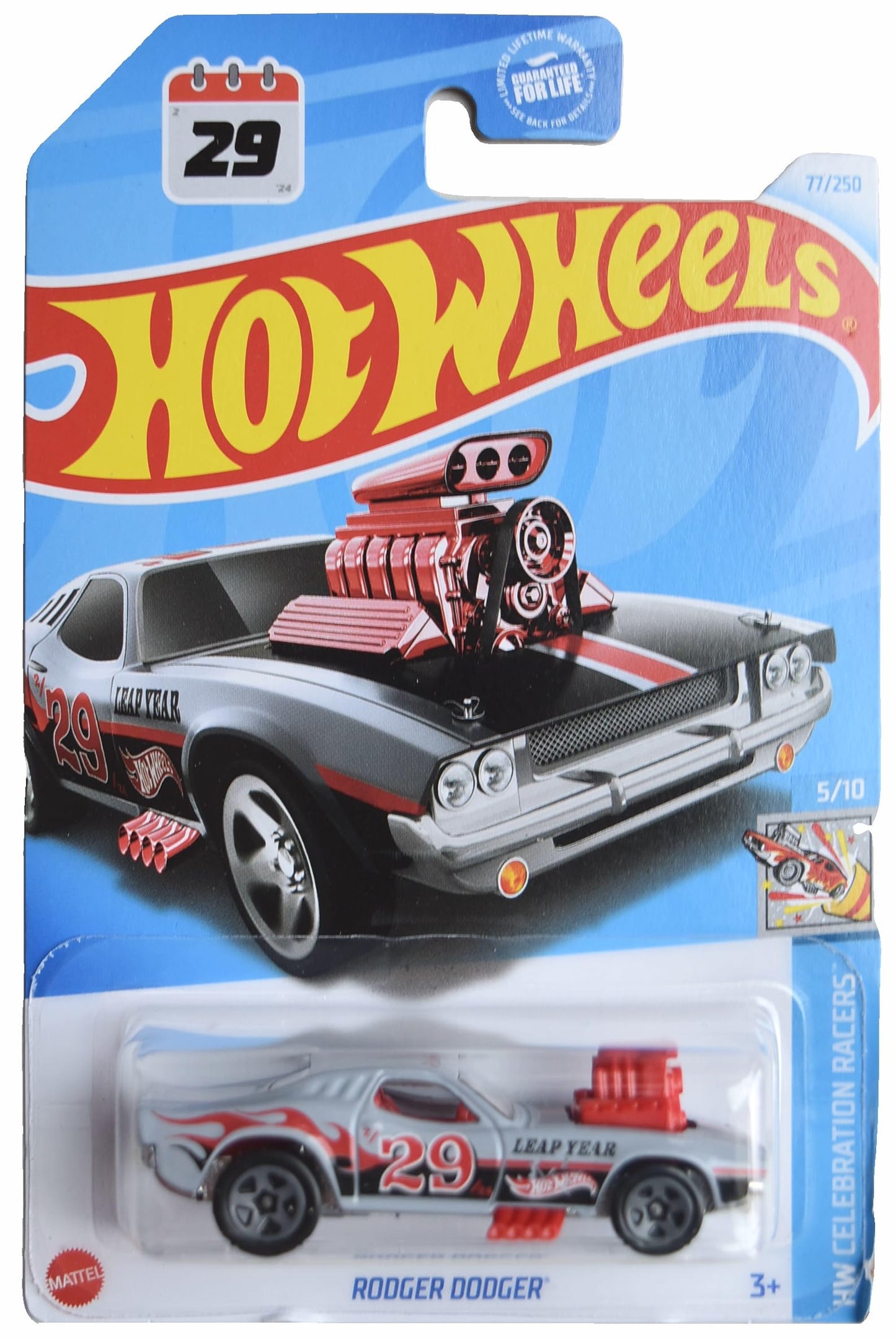 Matchbox Hot Wheels Rodger Dodger, HW Celebration Racers 5/10 [Silver] 77/250