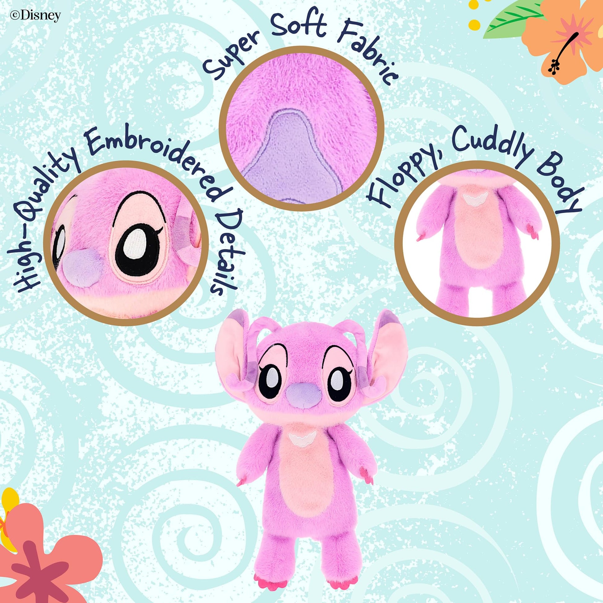 Kids Preferred Disney Angel Cuddle Pal - 14 Inch Ultra Soft Material Plush, Floppy Huggable Angel from Lilo & Stitch, Embroidered Details, for Ages 0+