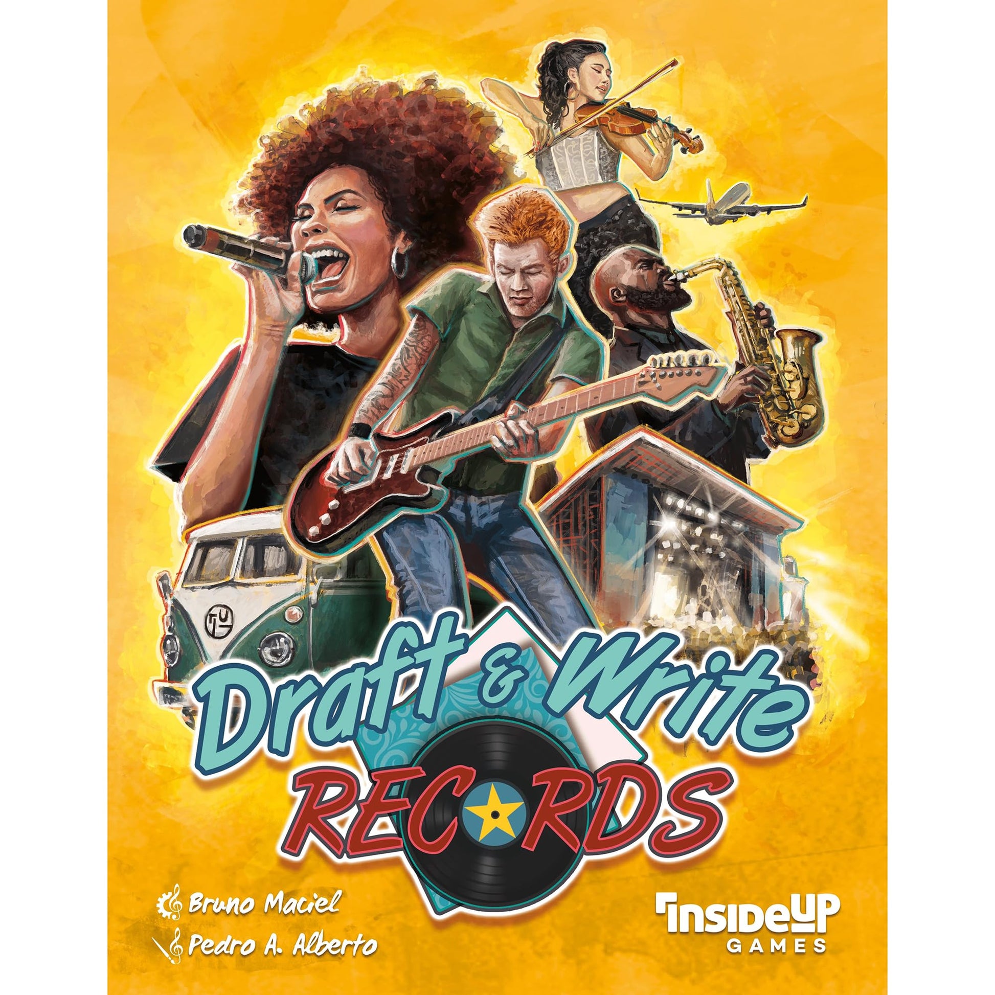 Inside Up Games Draft & Write Records | Music Board Game, Card Drafting | Draft Your Band, Tour The World, Top The Charts | for 1 to 6 Players |