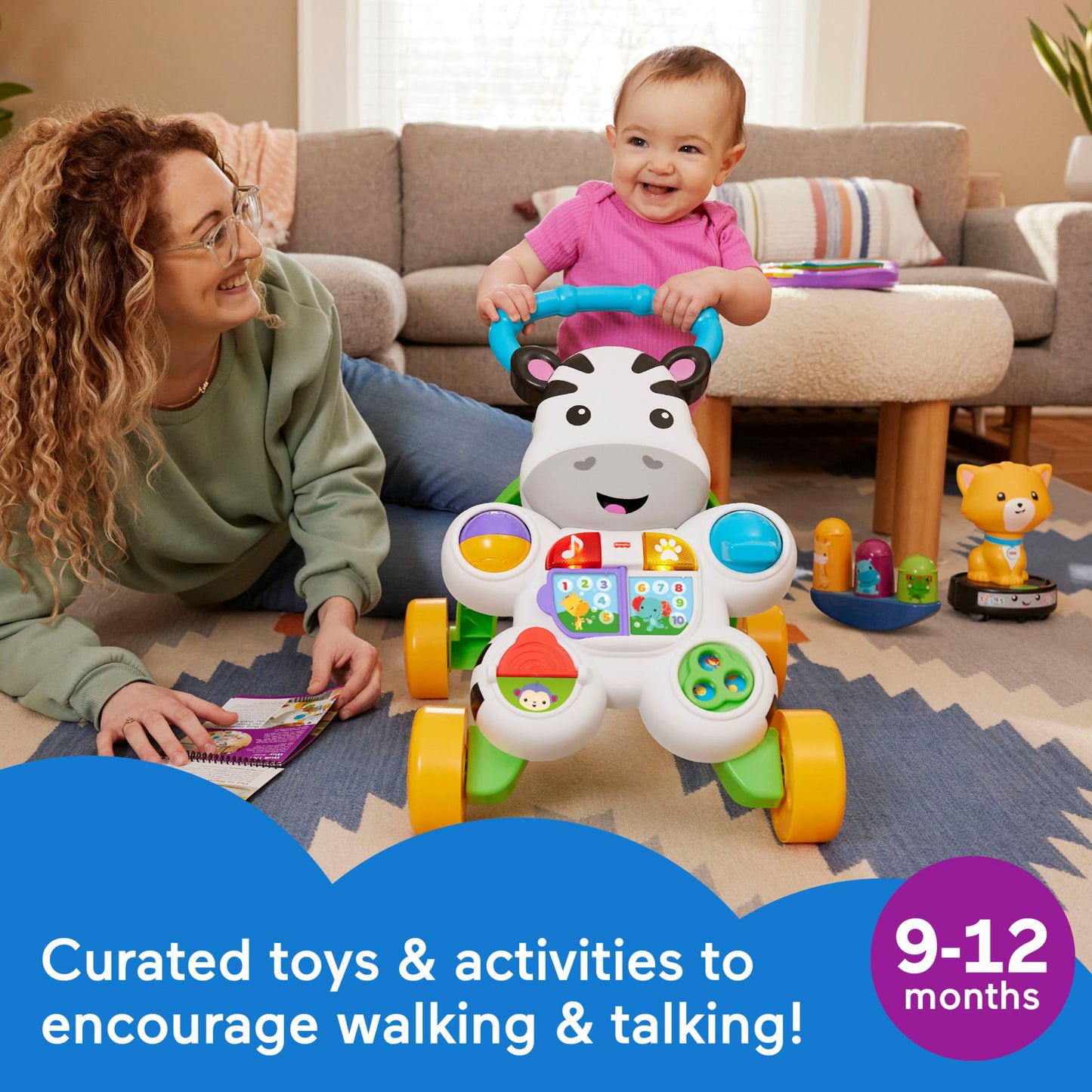 Fisher-Price Baby & Toddler Play Kit Let’s Walk & Talk Gift Set, Developmental Toys & Activity Guide for Infants Ages 9+ Months