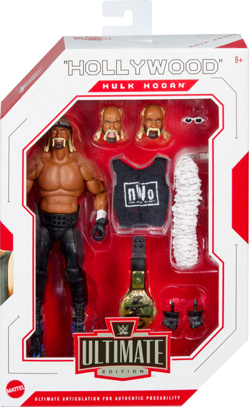 Mattel WWE Ultimate Edition Action Figure & Accessories Set, “Hollywood” Hulk Hogan 6-inch Collectible with 30 Articulation Points, Swappable Pieces