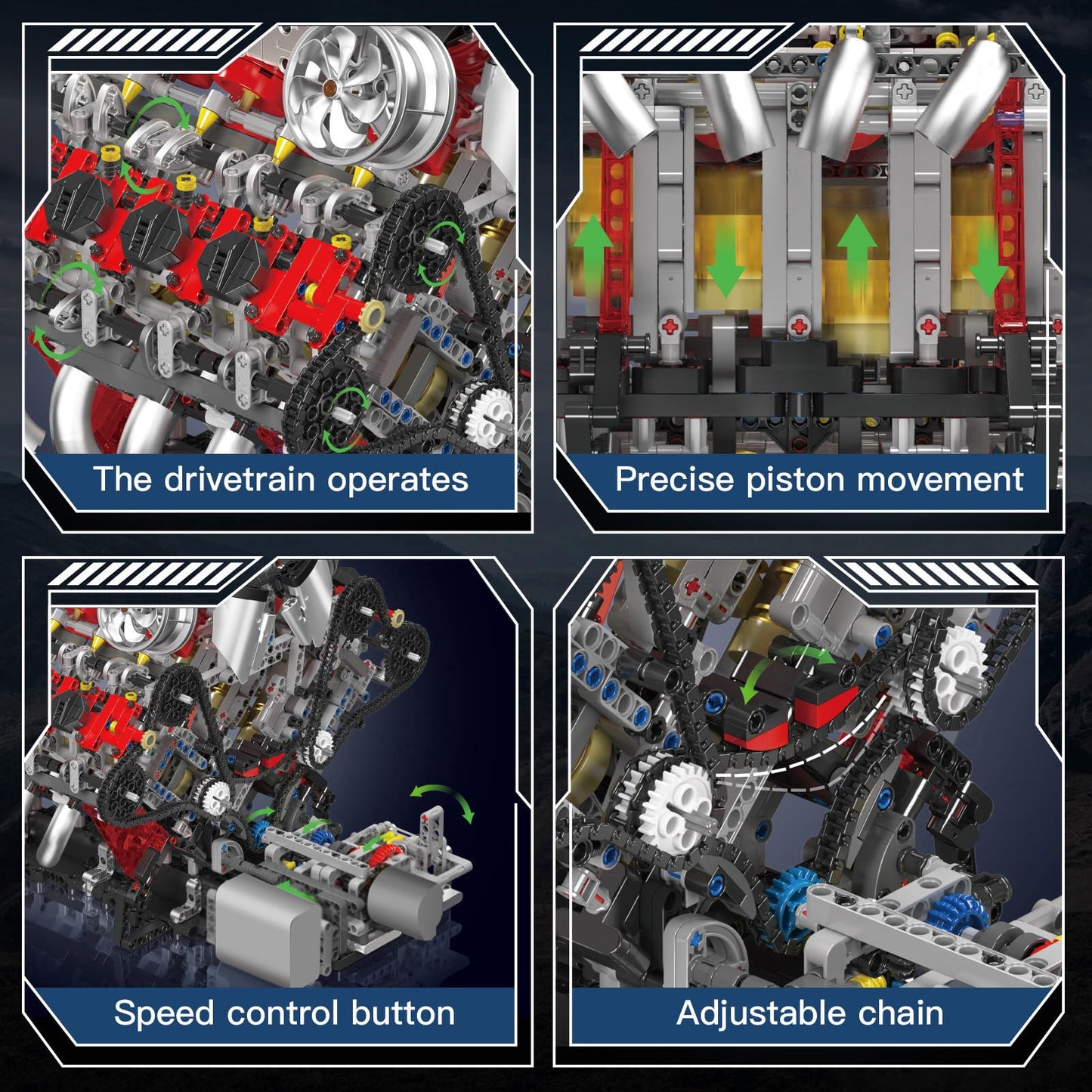 Mould King V8 Engine Building Set, 2718 Pcs Model Kit for Adults 14+