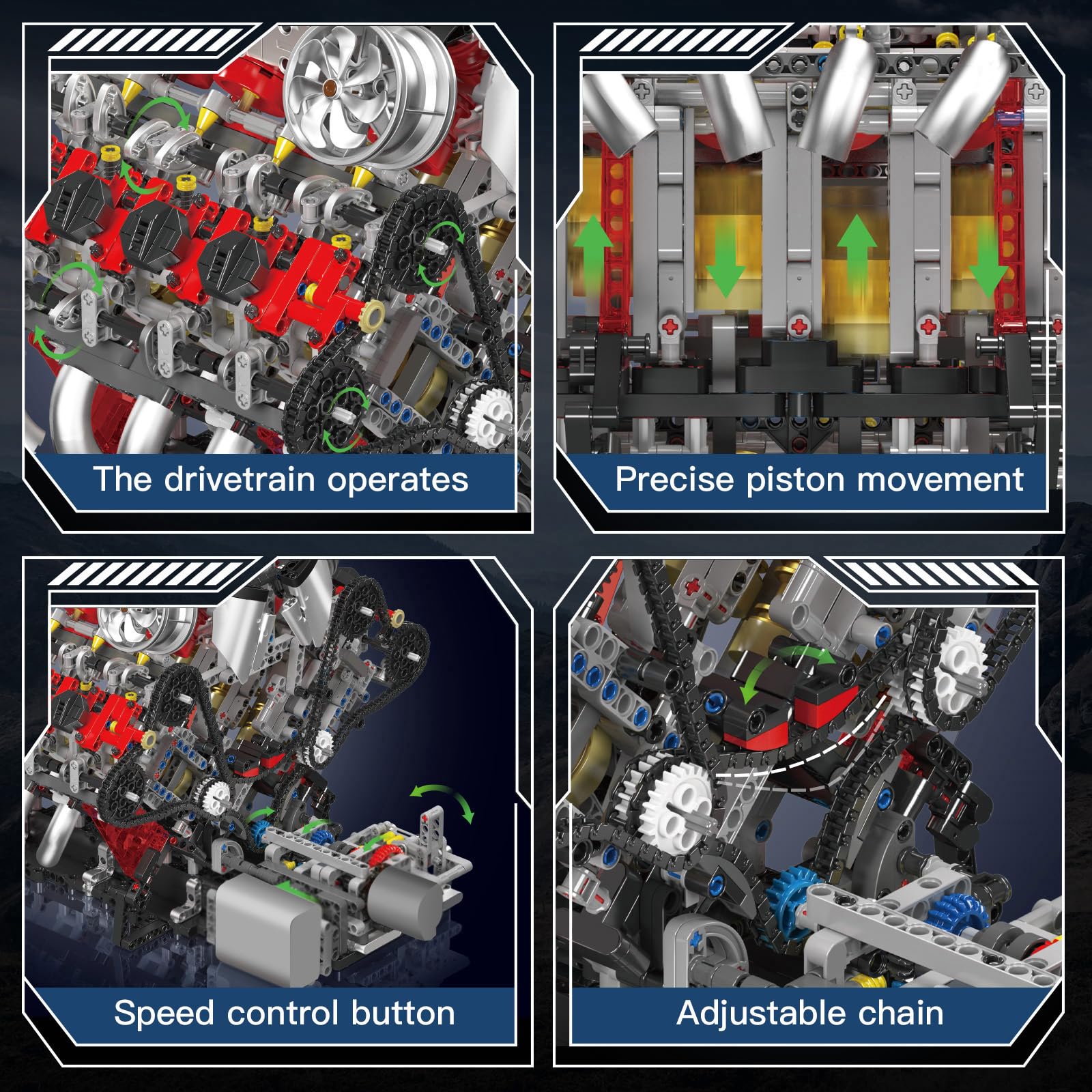 Mould King V8 Engine Building Set, 2718 Pcs Model Kit for Adults 14+