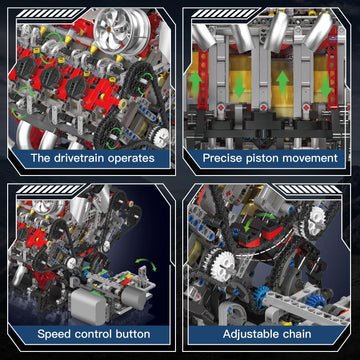 Mould King V8 Engine Building Set, 2718 Pcs Model Kit for Adults 14+