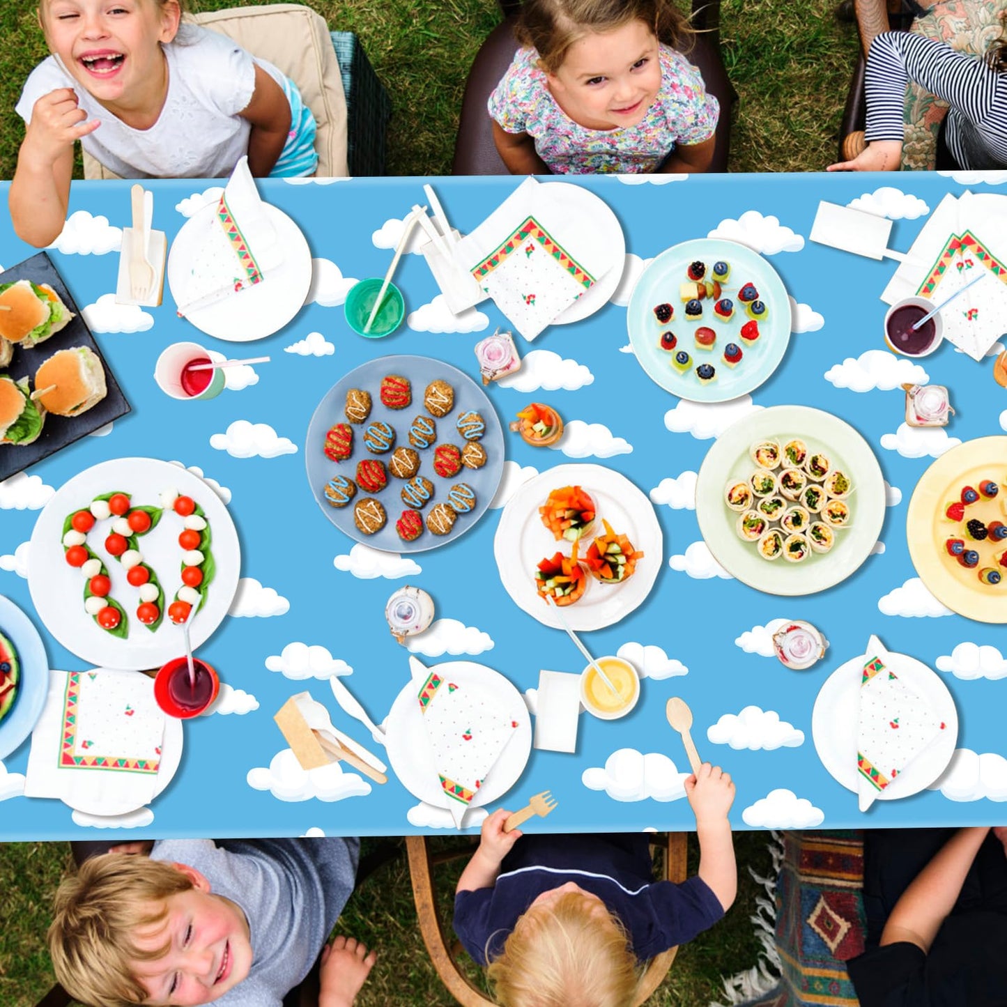 QUERICKY 4 Pack Story Tablecloths, 54x108'' Plastic Disposable Table Cover, Story Themed Decorations for Kids Birthday Party Supplies