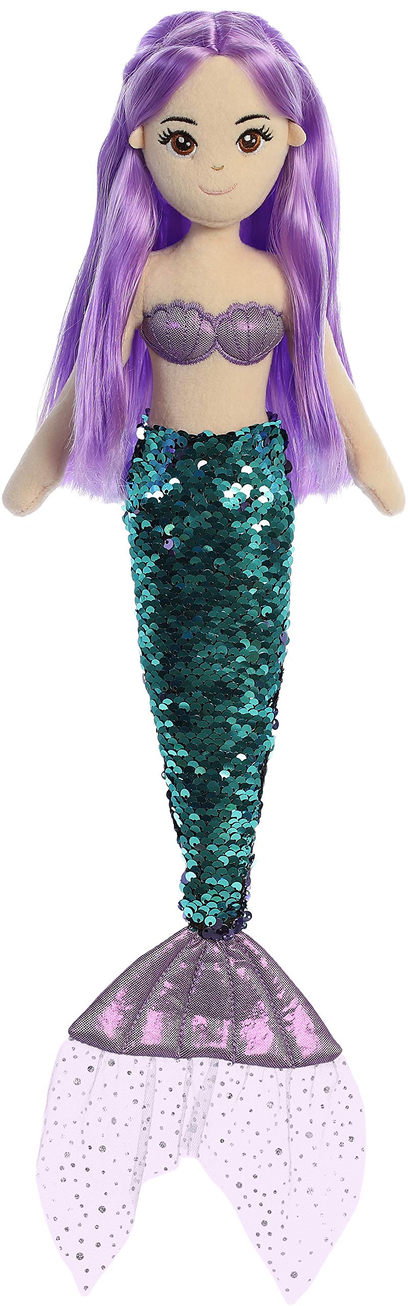 Aurora® Enchanting Sea Sparkles™ Sequin Sparkles™ Jenna Stuffed Doll - Imaginative Play with Magical Companions - Perfect for Kid's Birthdays