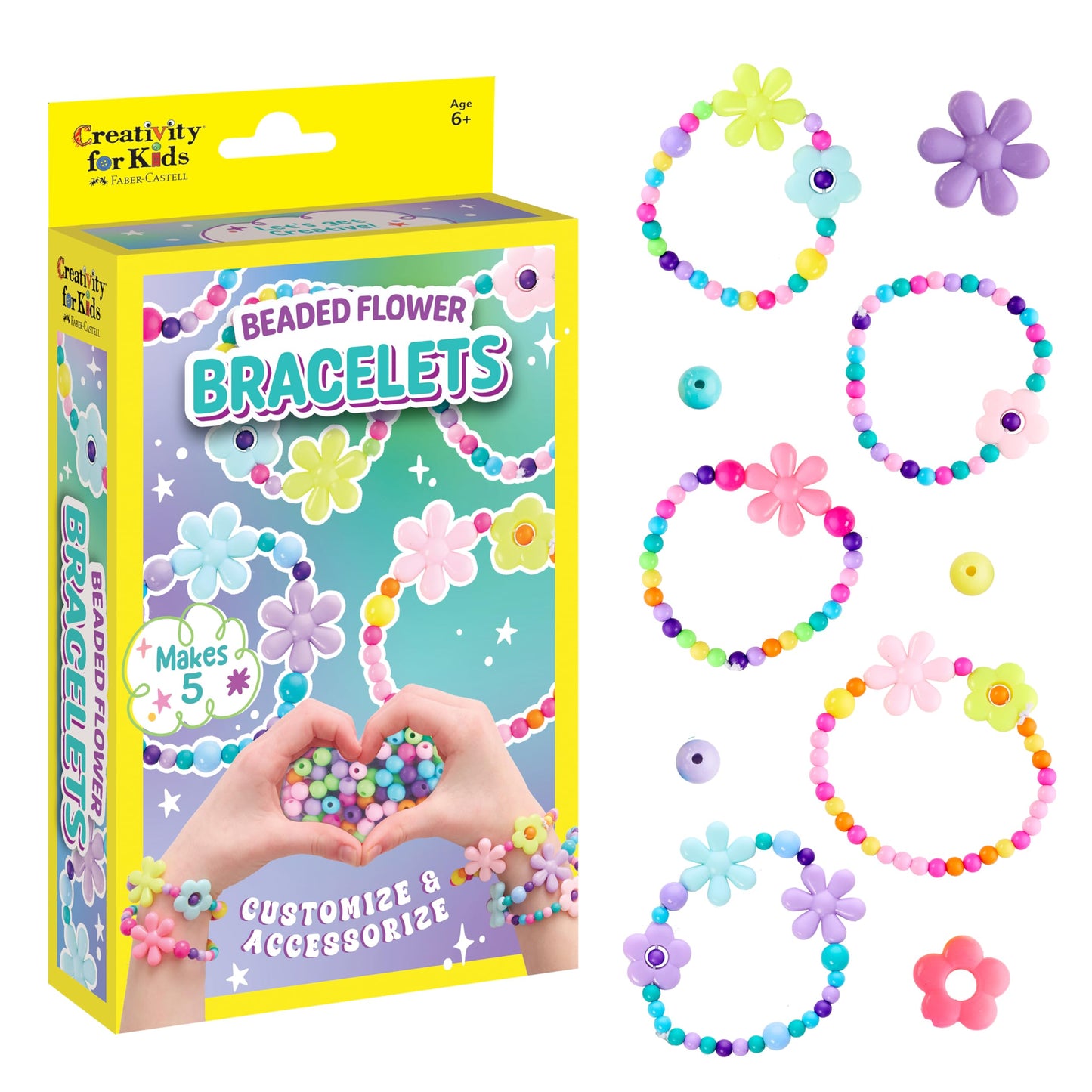 Creativity for Kids Beaded Flower Bracelet Making Kit | DIY Jewelry Craft Kit | Summer Crafts & Festival Accessories | Create 5 Colorful Beaded