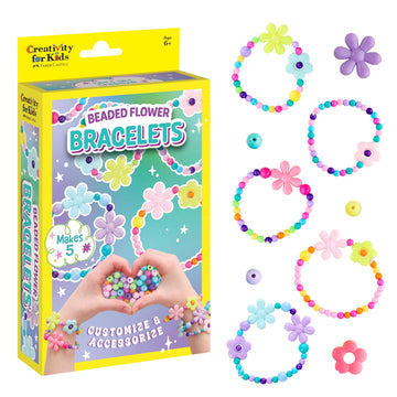 Creativity for Kids Beaded Flower Bracelet Making Kit | DIY Jewelry Craft Kit | Summer Crafts & Festival Accessories | Create 5 Colorful Beaded