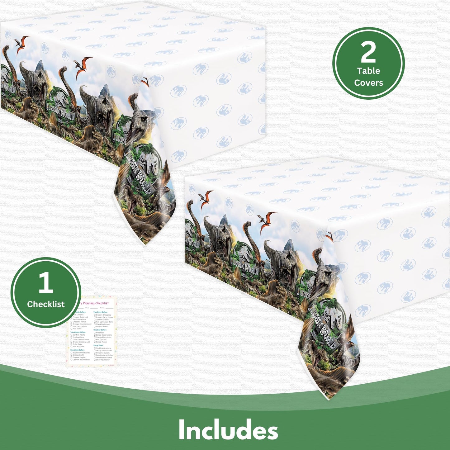 Unique Jurassic Park Table Cloth (2 Pack) - Jurassic World Birthday Party Decorations - Officially Licensed - Party Supplies - 2 Plastic Tablecloth
